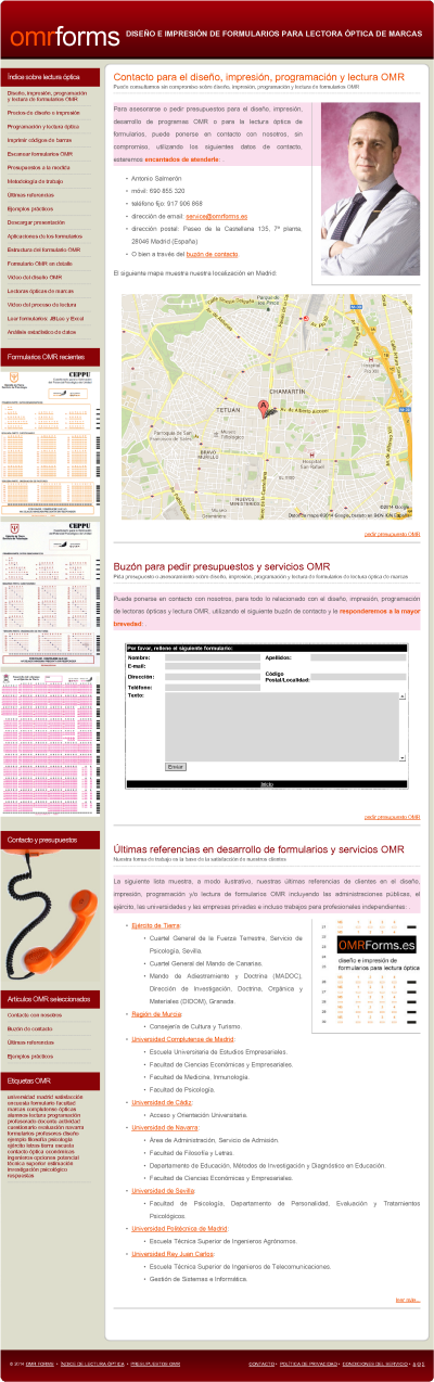 Contacto para el dise�o, impresi�n, programaci�n y lectura OMR